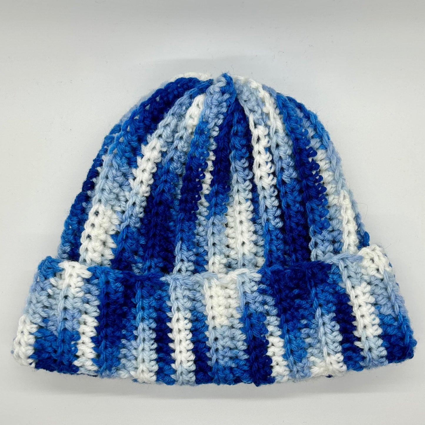 Multi-Colored Blue Crochet Beanie