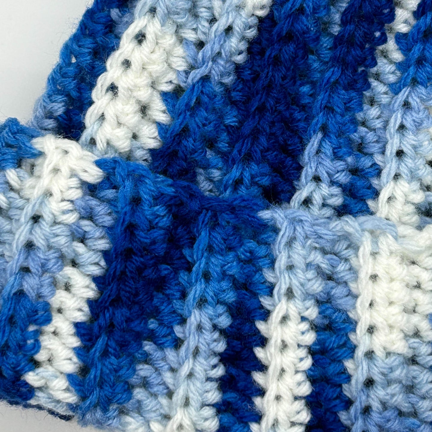 Multi-Colored Blue Crochet Beanie