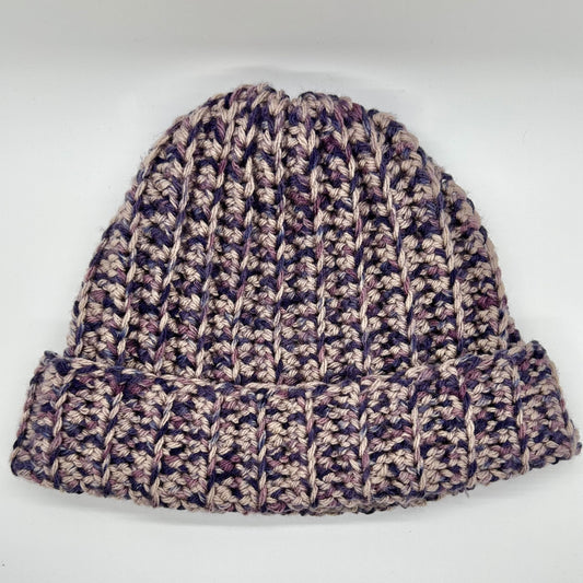 Multi-Colored Purple Crochet Beanie